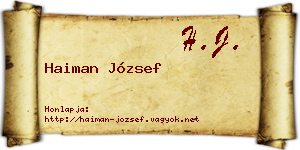 Haiman József névjegykártya